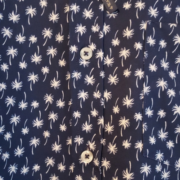 Heritage Report Collection Stretch Mens Shirt Navy Palm Tree XXL Hawaiian Cruise - Picture 5 of 12